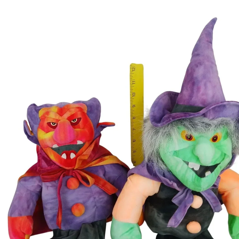 Vtg Stuffins Tie Dye Dracula & Witch Plush Halloween Toys 1998  Rare Large 22
